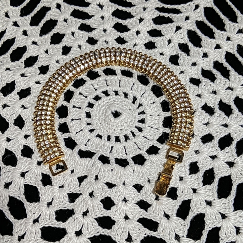 VTG rhinestone and gold tone bracelet